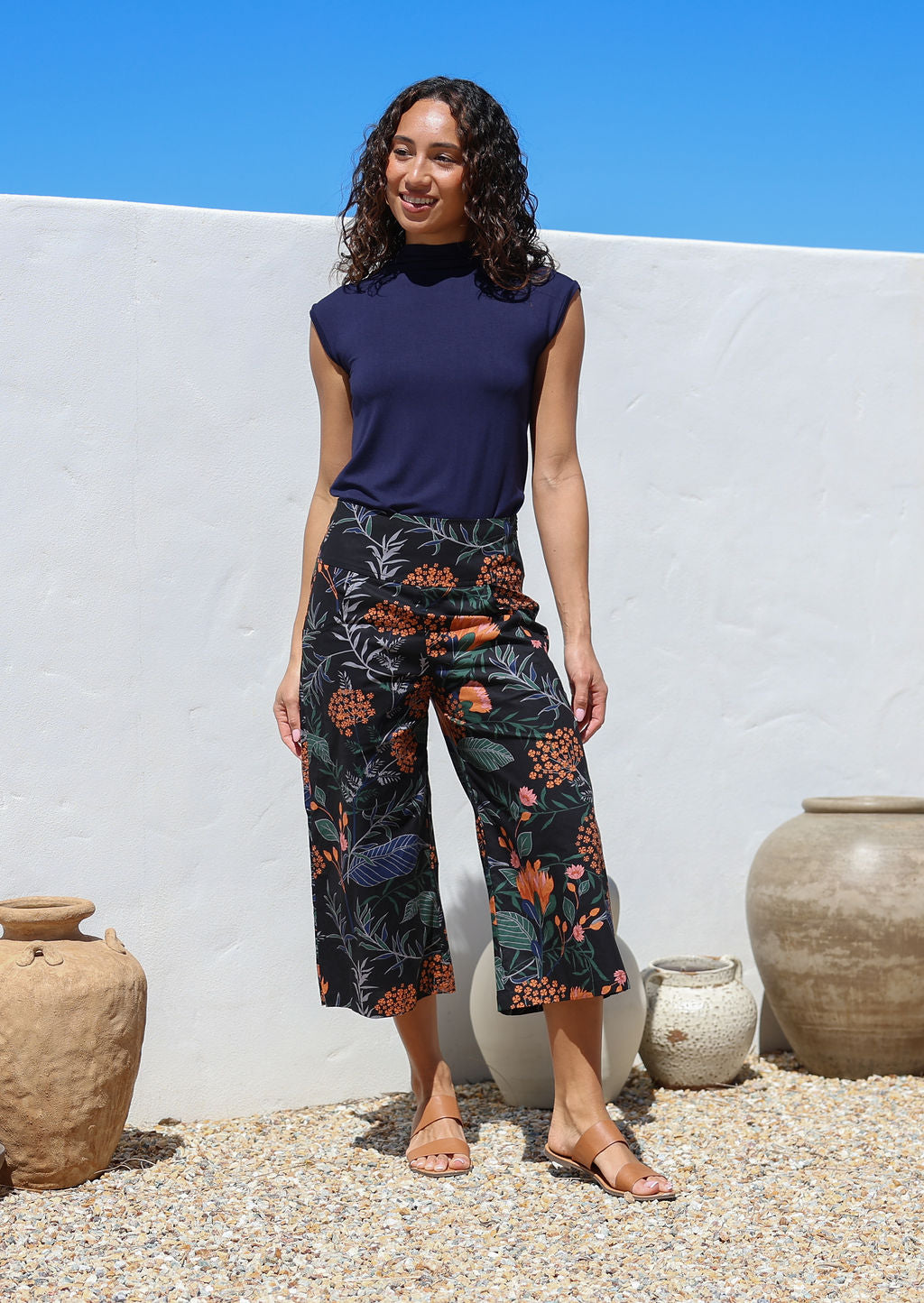 Hohe Taille Weit Geschnittene Hose - Amina