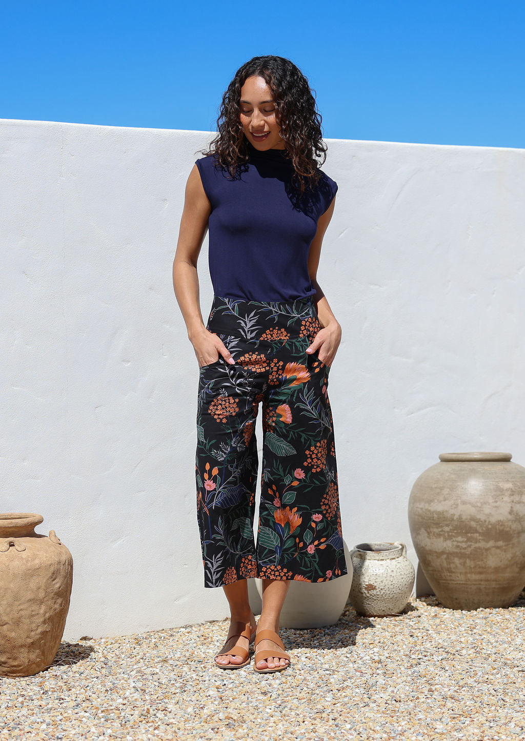 Hohe Taille Weit Geschnittene Hose - Amina