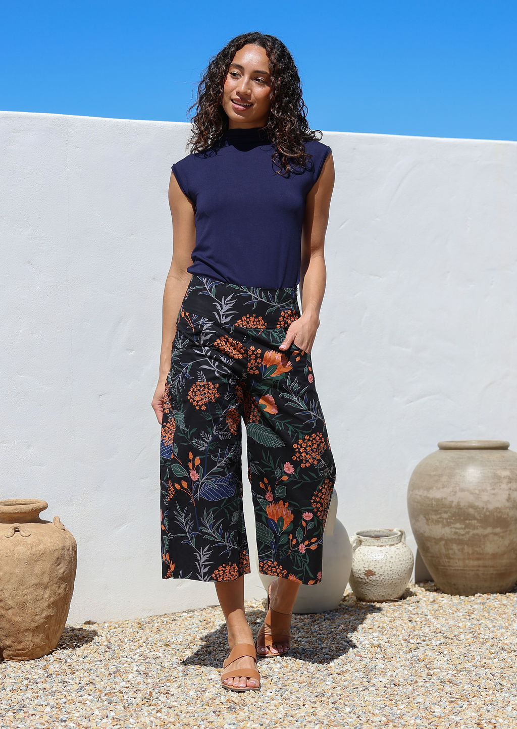 Hohe Taille Weit Geschnittene Hose - Amina