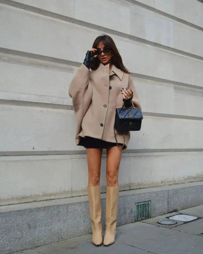 Damen Übergangsjacke im Oversized Look mit Knopfverschluss – Selina