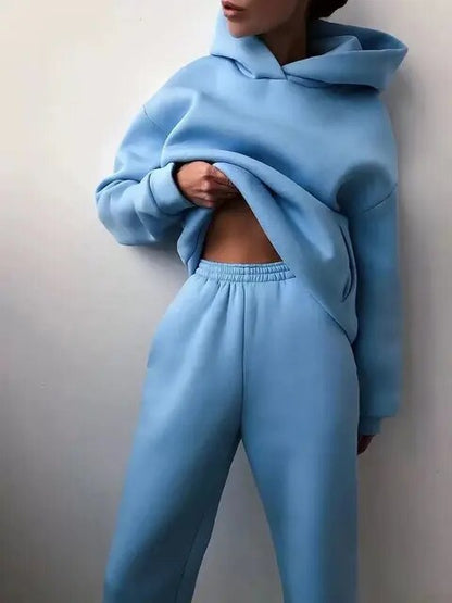 Damen-Kapuzenpulli- und Jogginghosen-Set aus Fleece – Herbstzauber von Marivelle