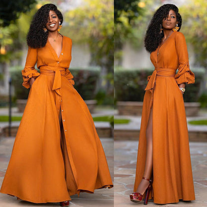 Vintage Wickel Maxi Kleid mit Gürtel – Prynella