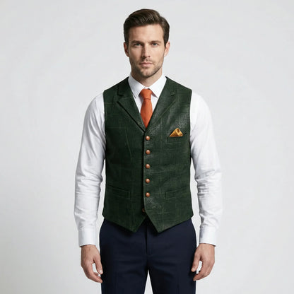 Kariertes Herrengilet Mit V-Ausschnitt - Sergio