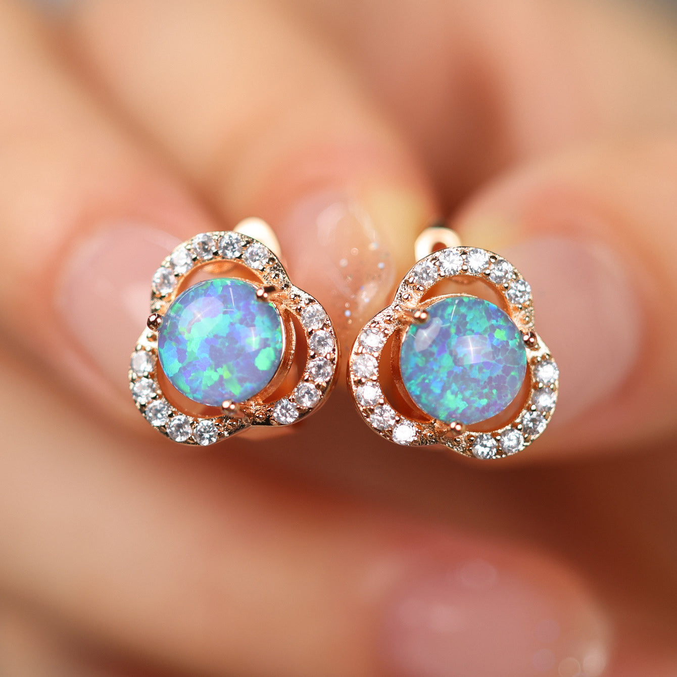 Kleeblatt-Ohrringe Aus Opal - LuckStone 
