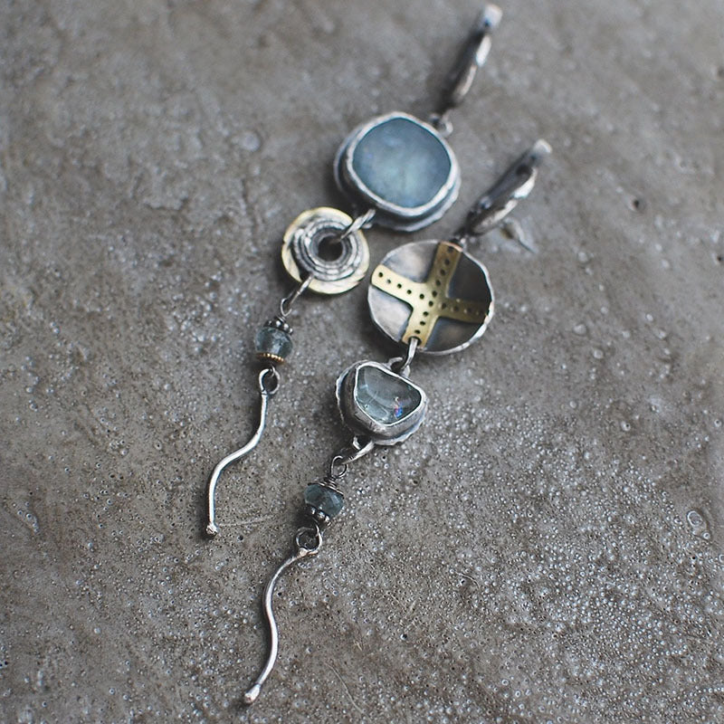 Kreuzohrringe Mit Steinen - BlueGemstone 