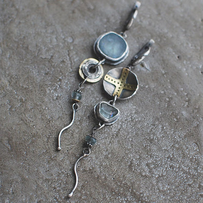 Kreuzohrringe Mit Steinen - BlueGemstone 