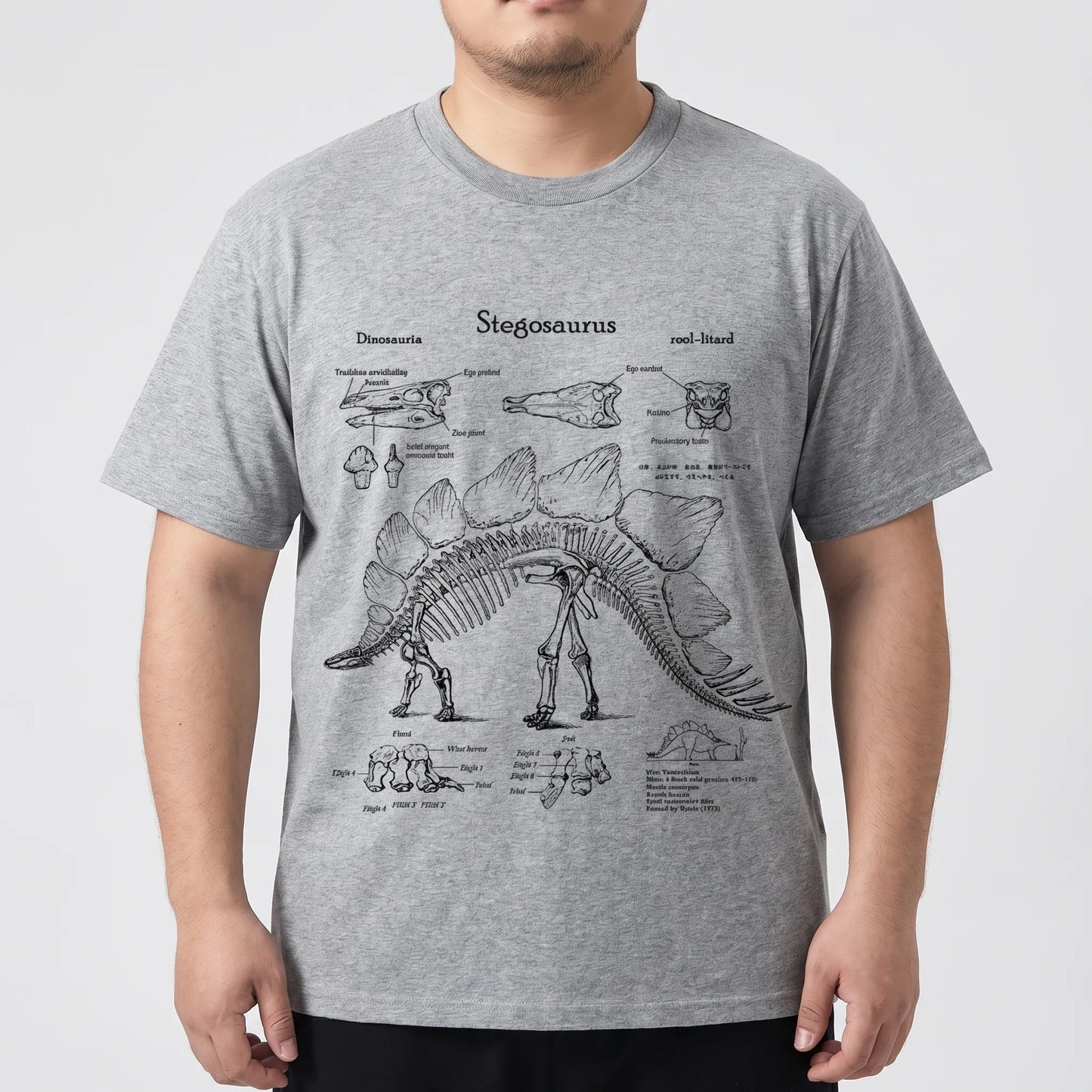 Kurzarm-Shirt mit Dinosaurier-Print in Übergrößen - Jim