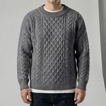 Langarm-Zopfmuster-Pullover - David