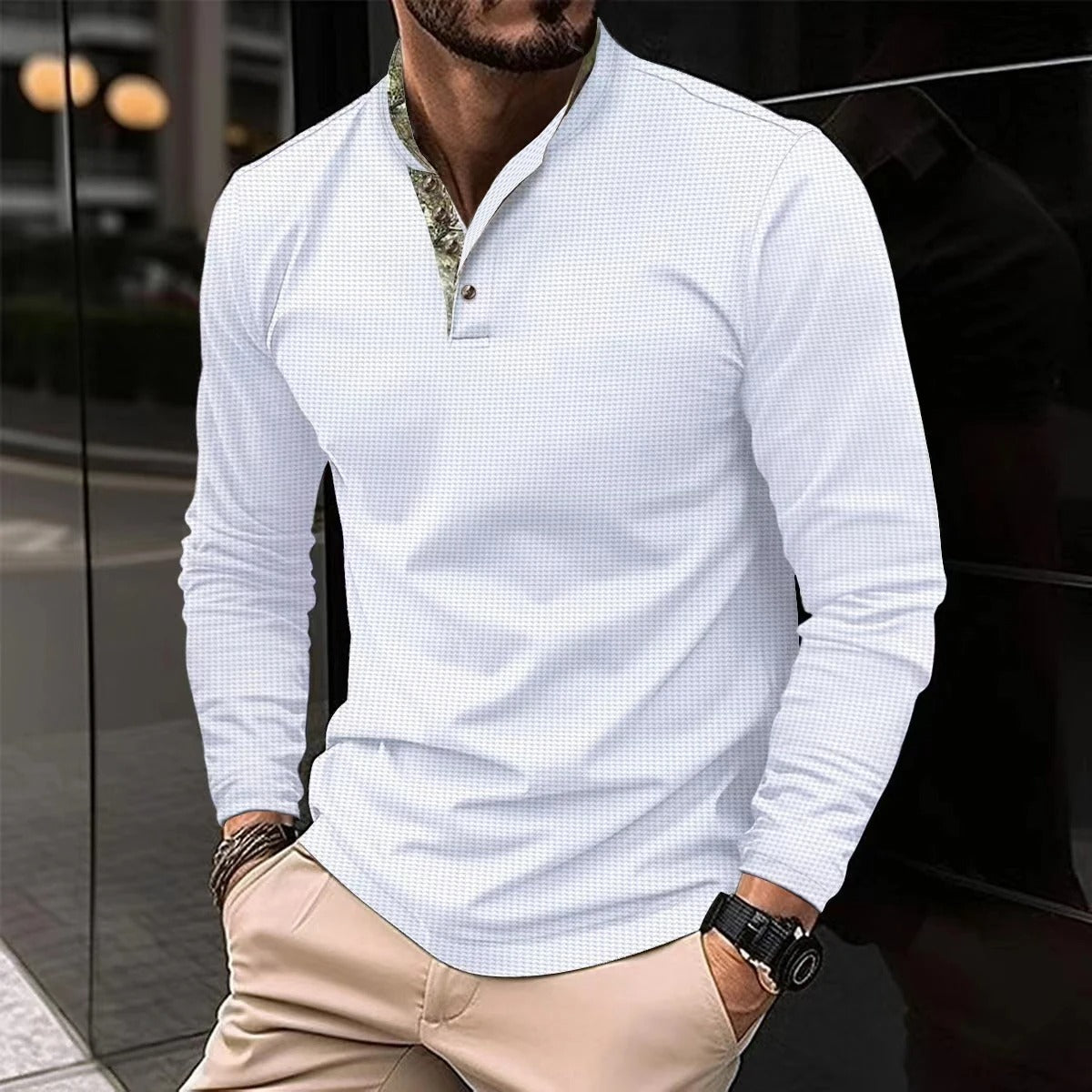 Langarm Poloshirt Mit Stehkragen - Kenan