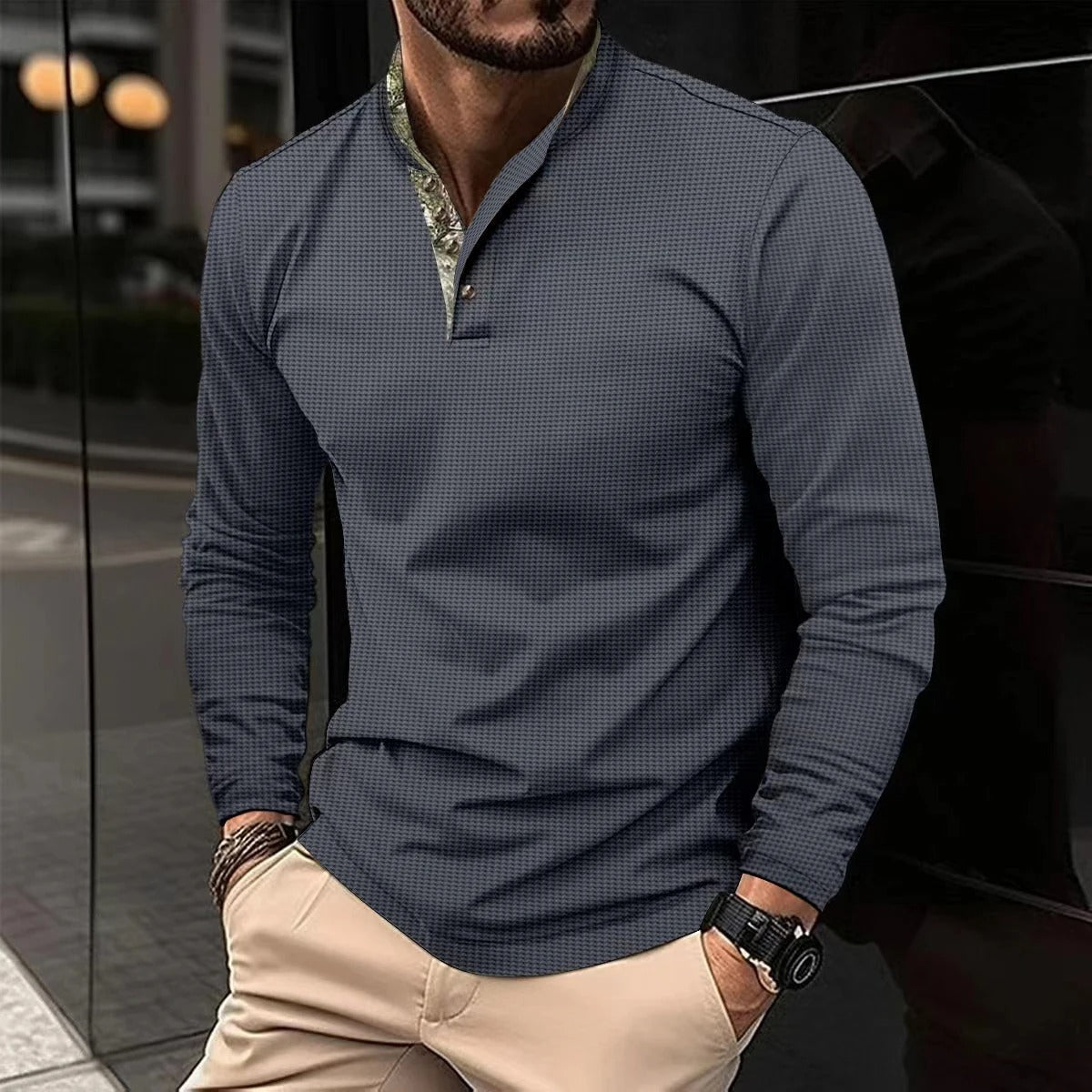 Langarm Poloshirt Mit Stehkragen - Kenan