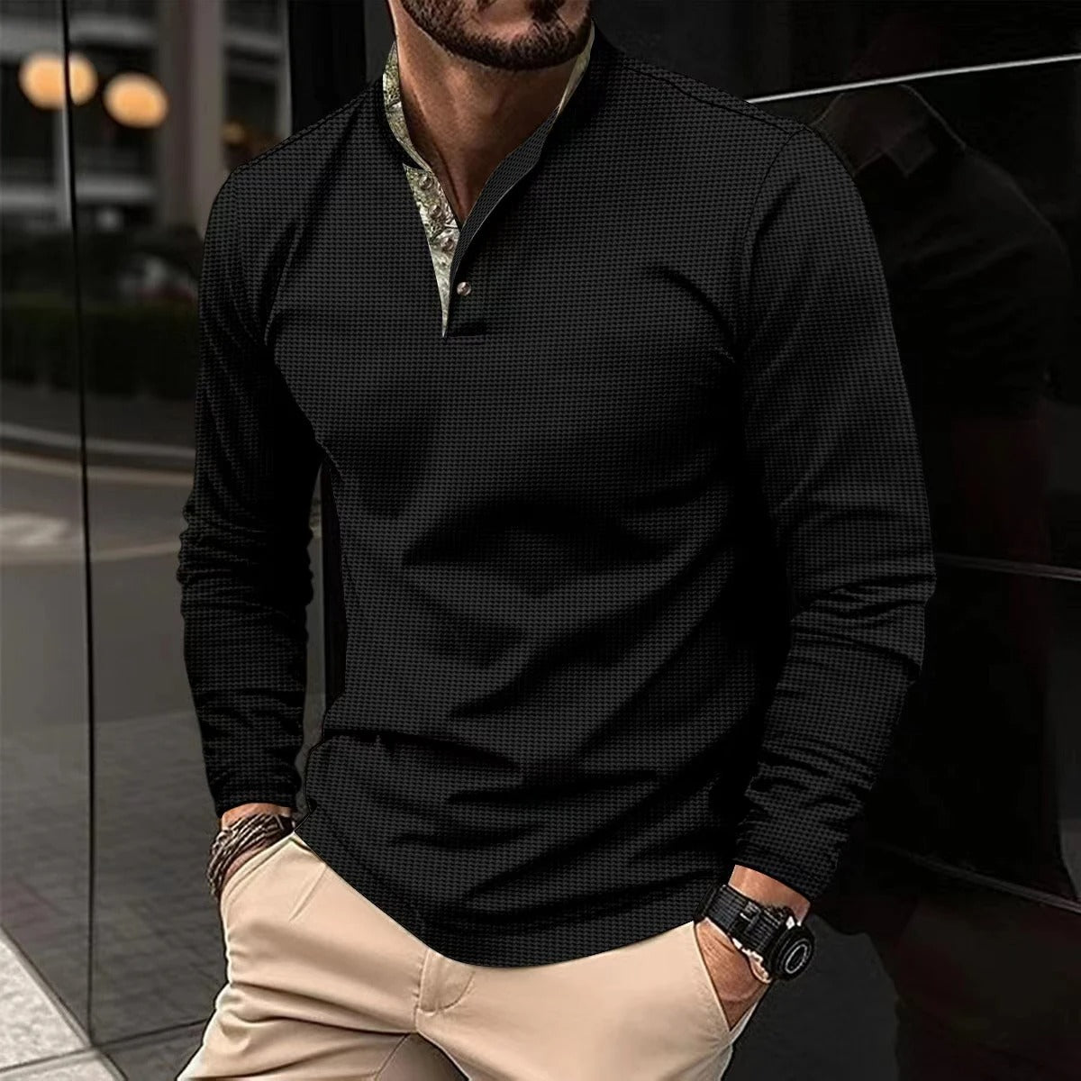 Langarm Poloshirt Mit Stehkragen - Kenan