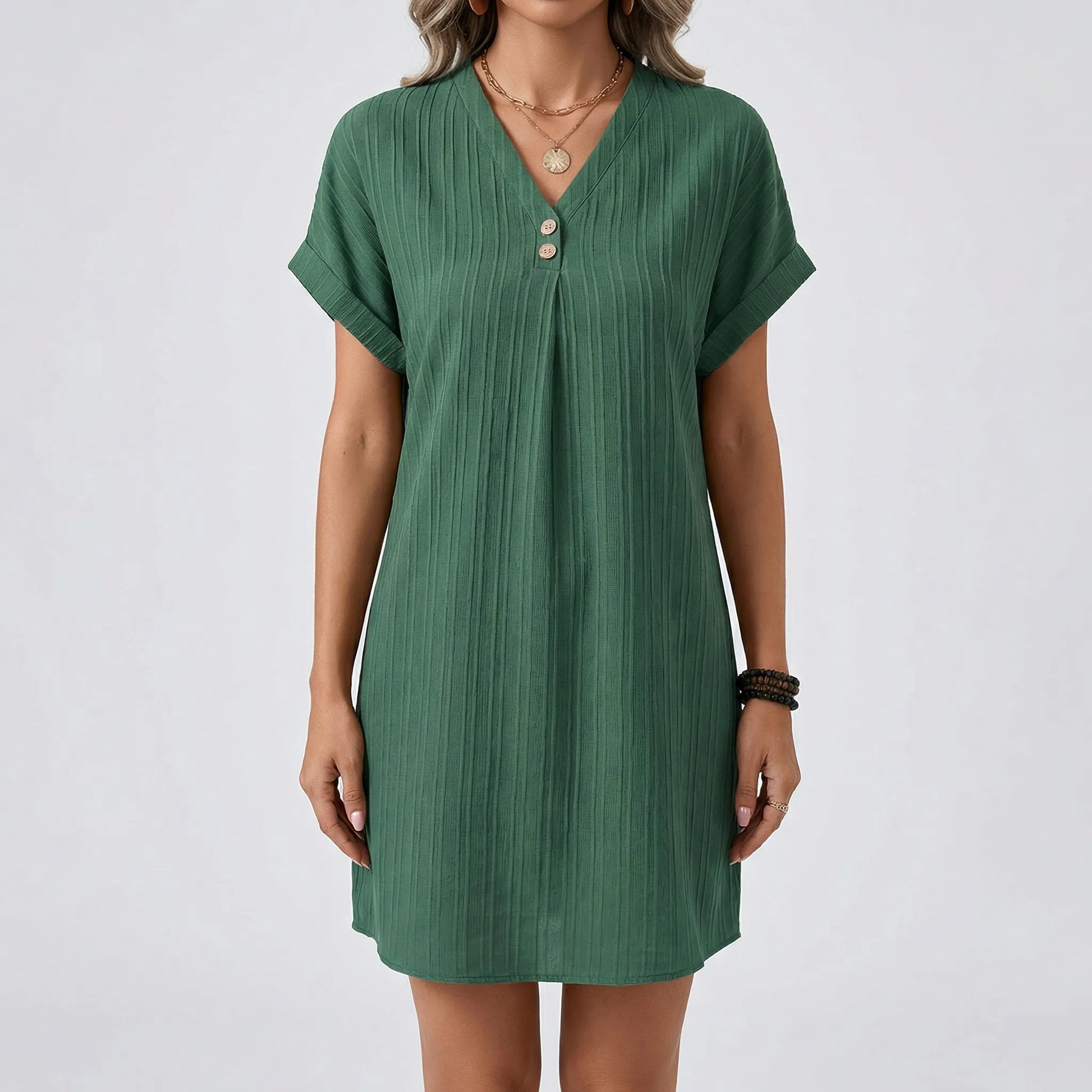 Lässiges Kurzarm-Sommerkleid Mit V-Ausschnitt - Ramona