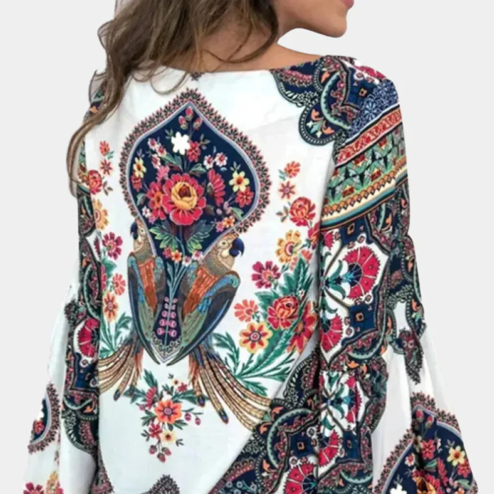 Herbstliche Damenbluse mit Blumenprint – Isabelle