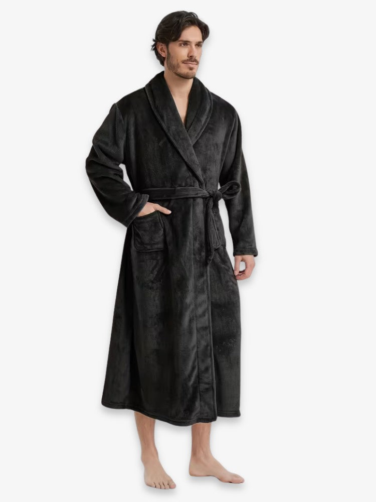 Long Men's Dressing Gown With Tie Belt - Marlon