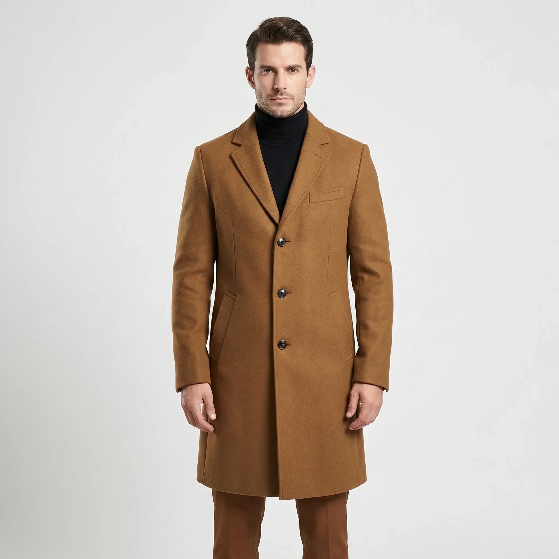 Long Single-Breasted Lapel Overcoat - Russell