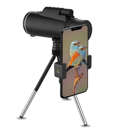Monokulares Teleskop auf Stativ mit Smartphone-Halterung, another view