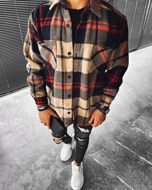 Unisex Oversized Hemd kariert mit langen Ärmeln & modernem Design – Elvano
