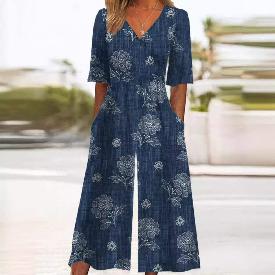 Herbstlicher & Stilvoller Damen Jumpsuit mit Weitem Bein – Elina