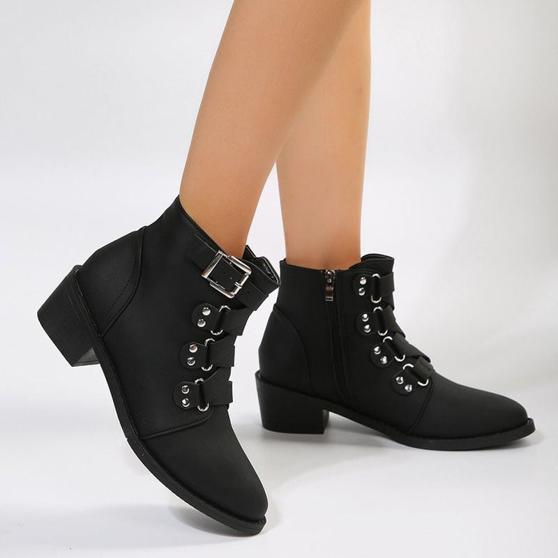 Damen Stiefeletten mit Blockabsatz im Vintage Look – Yolisa