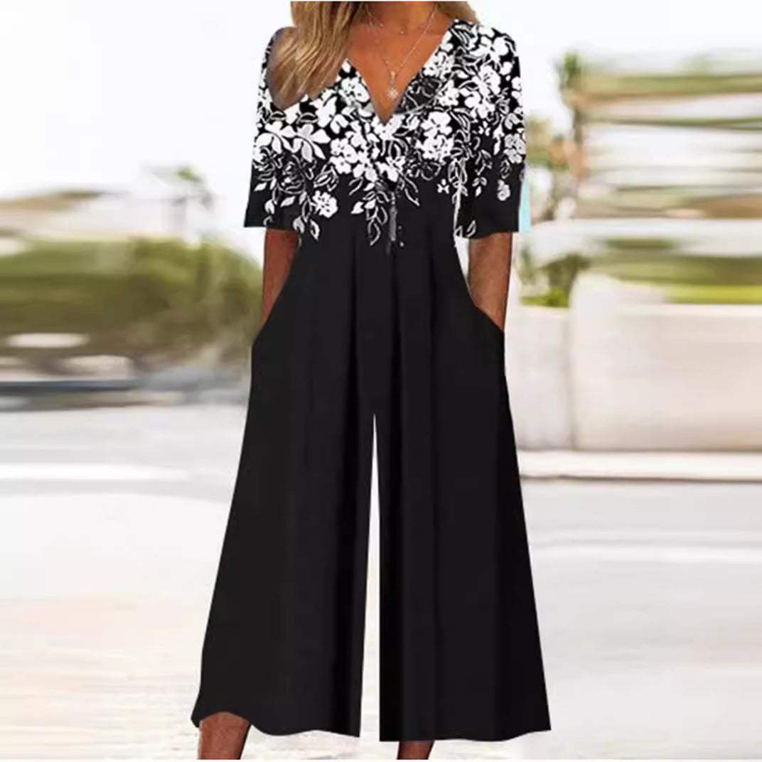 Herbstlicher & Stilvoller Damen Jumpsuit mit Weitem Bein – Elina