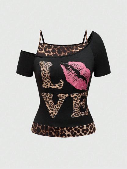 Trendy Damen Off-Shoulder Shirt mit Leopardenprint – Zaria