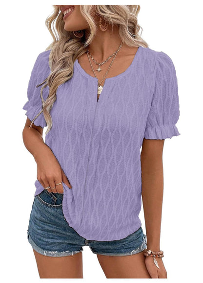 Luftiges & Stilvolles Damen Puffarm-Shirt mit Spitzenakzent – Noemi
