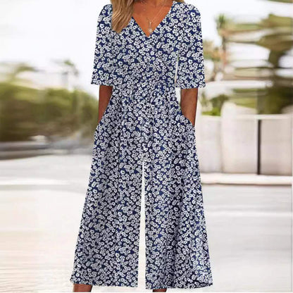 Herbstlicher & Stilvoller Damen Jumpsuit mit Weitem Bein – Elina