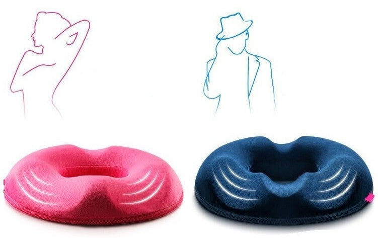 Orthopädisches Sitzkissen, Memory-Schaum, pink und blau, für Rückenschmerzen und Steißbein.