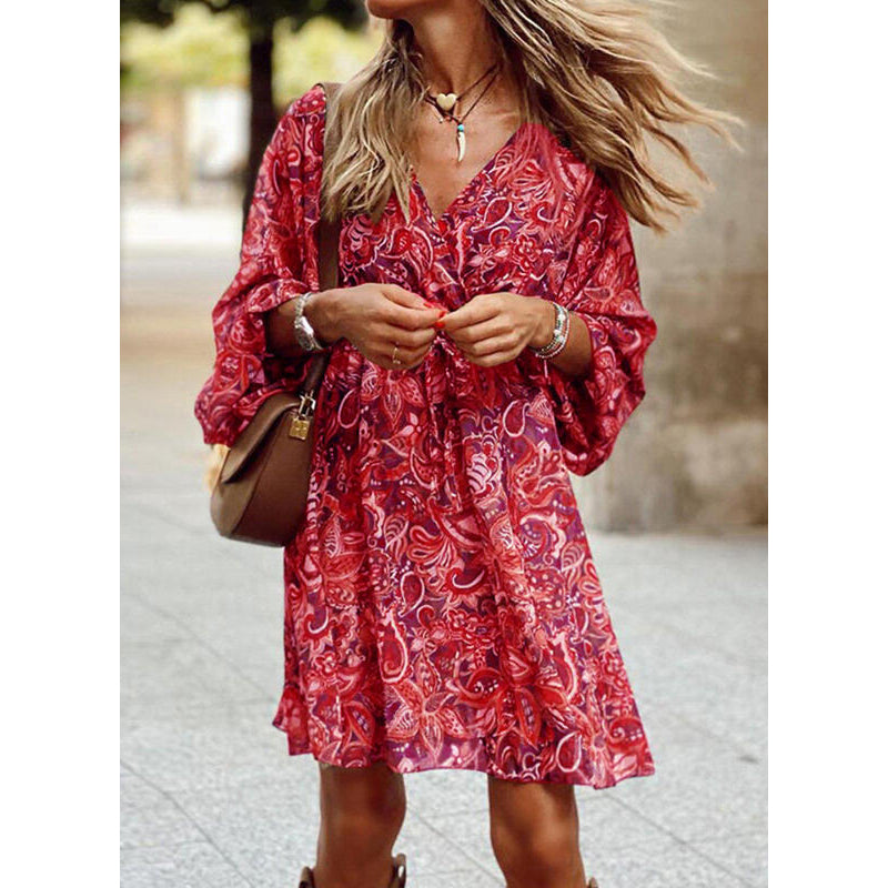 Herbstliches Midikleid mit taillierter Passform – Elina