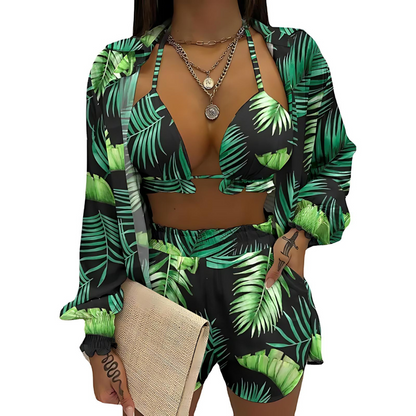 Stylisches 3-teiliges Sommeroutfit für Strand und Pool - TropenGlow