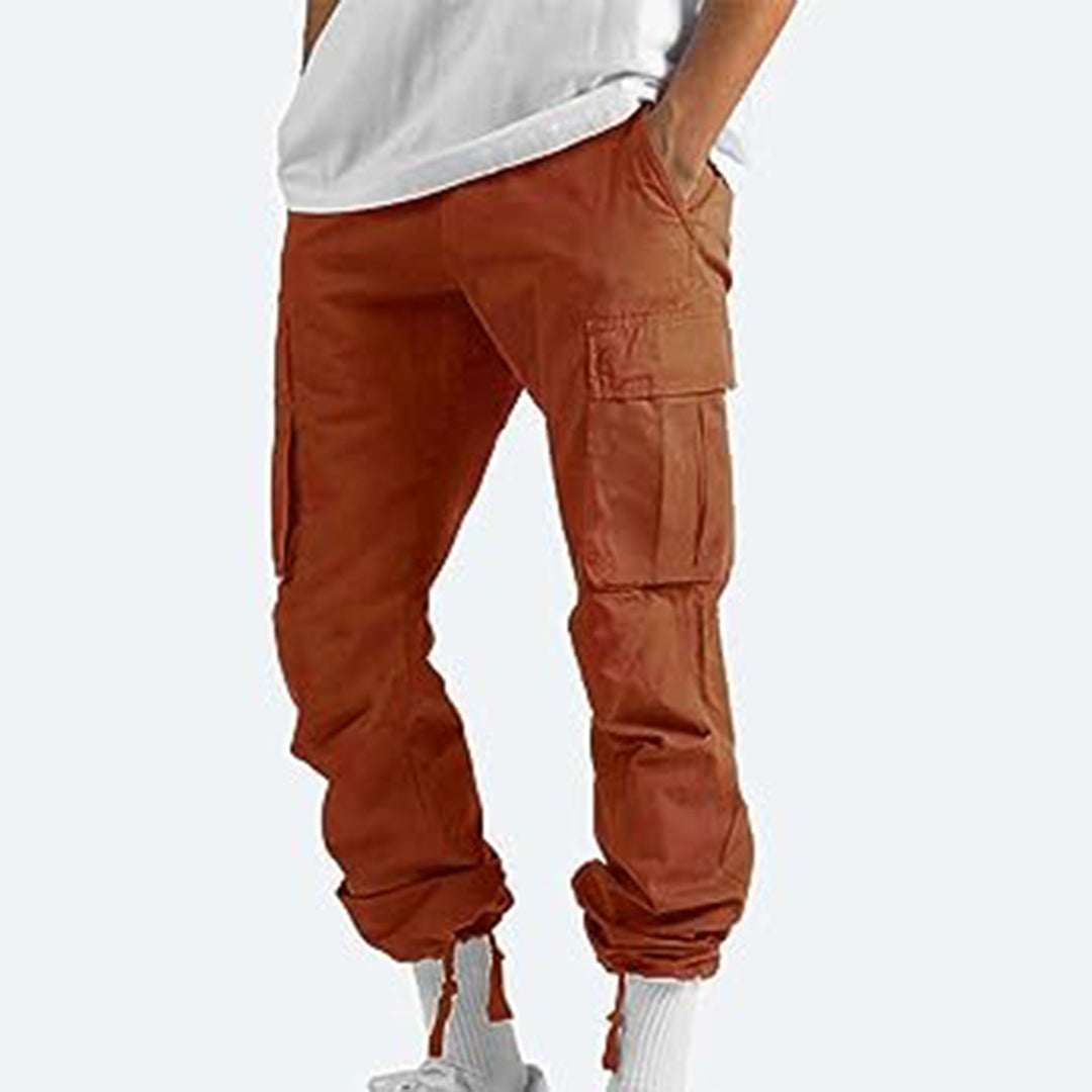 Männer Cargo-Hose orange, Baumwolle, Taschen, lässig, modisch, Streetwear, Freizeitkleidung.