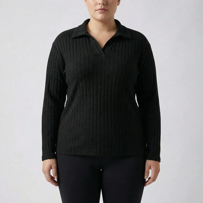 Plus-Size Geripptes Langarmshirt - Charlotte