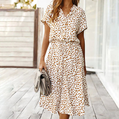 Bedrucktes V-Ausschnitt Kleid – Marielle