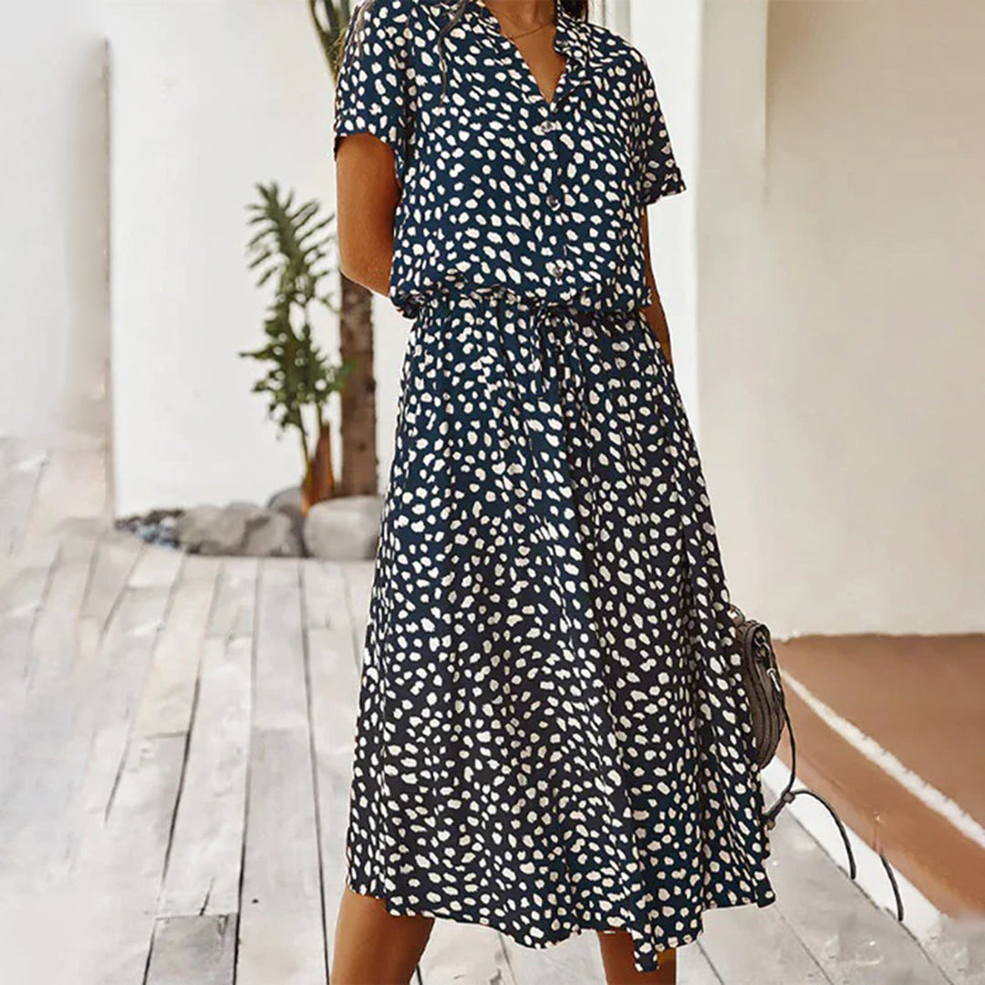 Bedrucktes V-Ausschnitt Kleid – Marielle