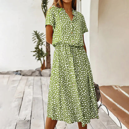 Bedrucktes V-Ausschnitt Kleid – Marielle