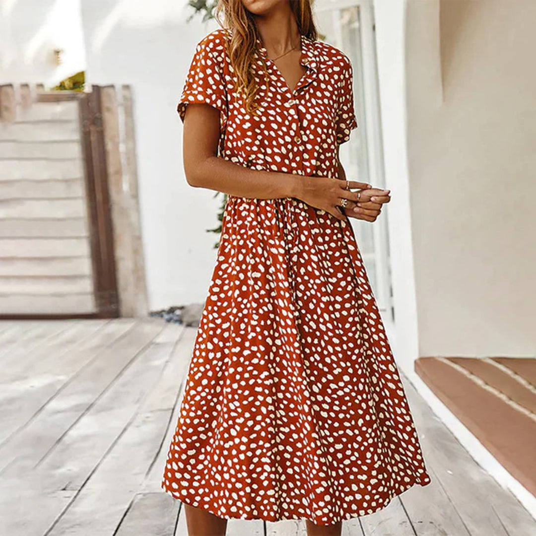 Bedrucktes V-Ausschnitt Kleid – Marielle
