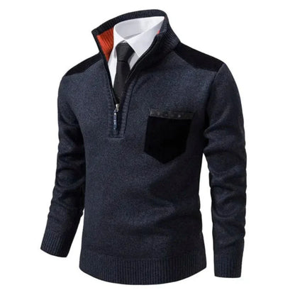 Herren Pullover mit Edge-Zipper-Neck und langem Arm – Cedric