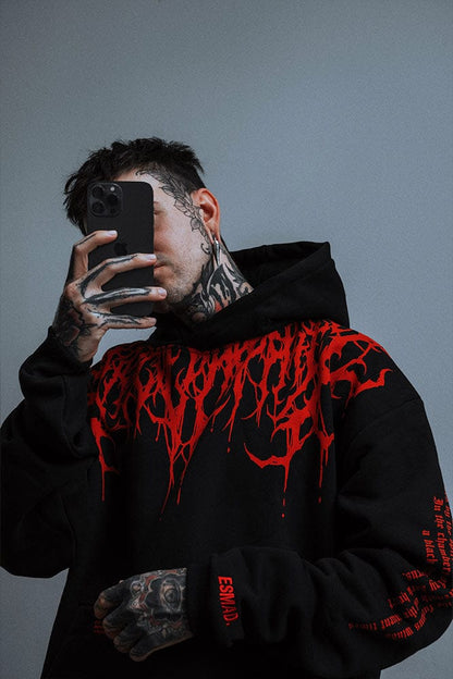 Oversized schwerer Hoodie mit Herbstdruck – Damon