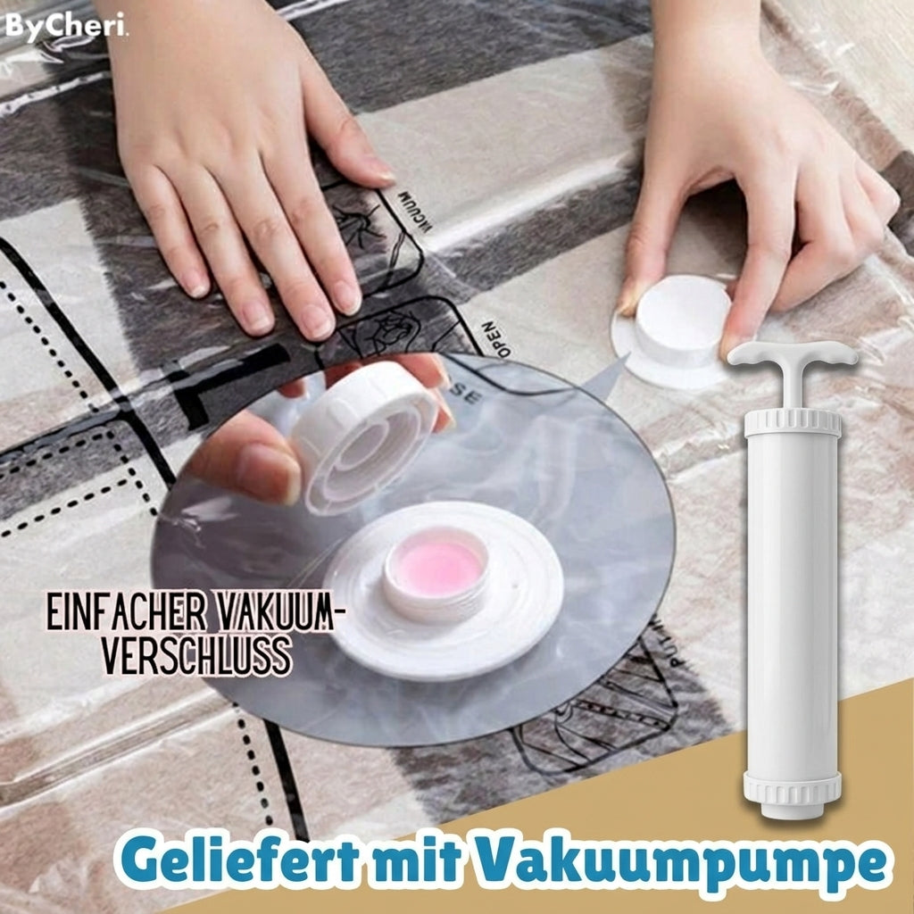 Detail des weißen Vakuumventils mit weißer Handpumpe