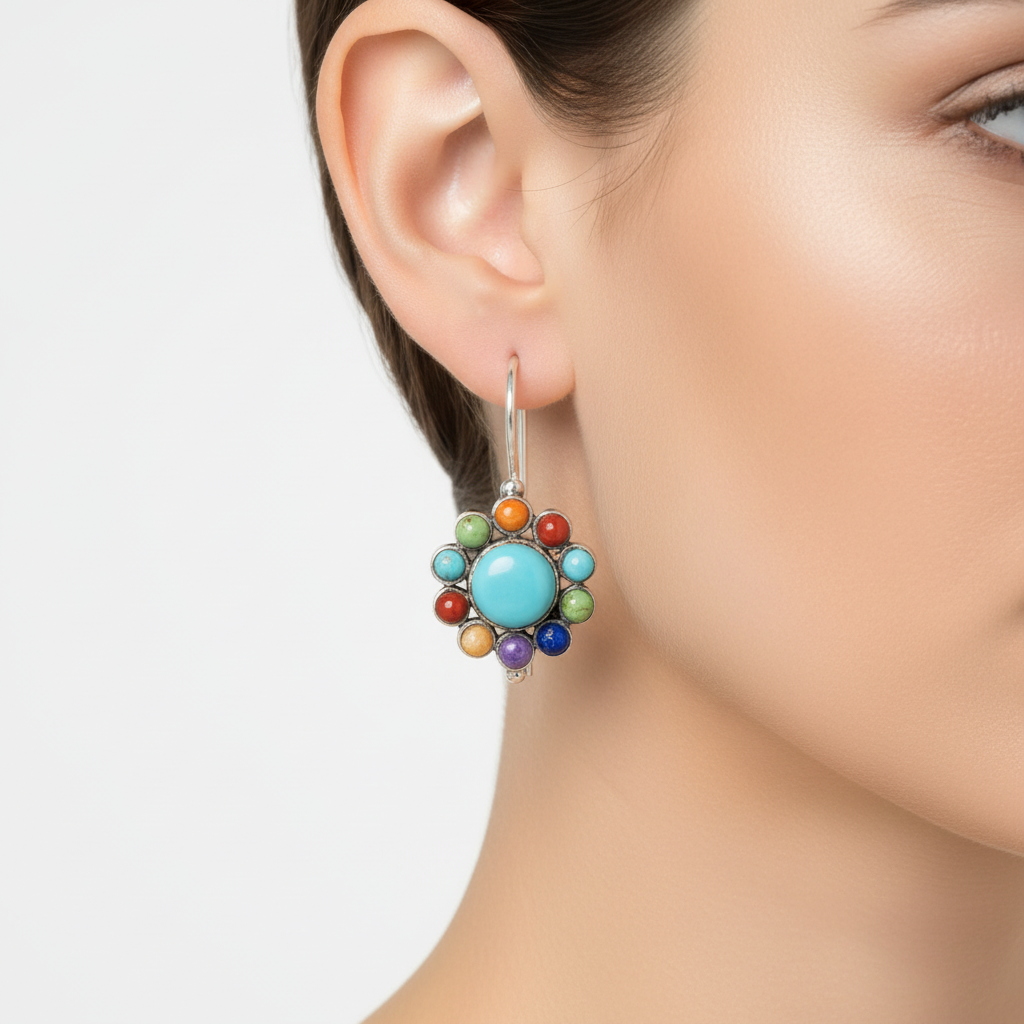 Runde Ohrringe Mit Details - TurquoiseBliss 