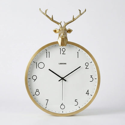Runde Wanduhr Mit Hirschkopf-Detail - Auraldeer