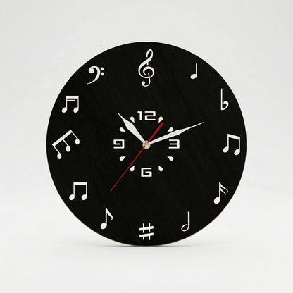 Runde Wanduhr Mit Notenmotiv - Melodiqueo