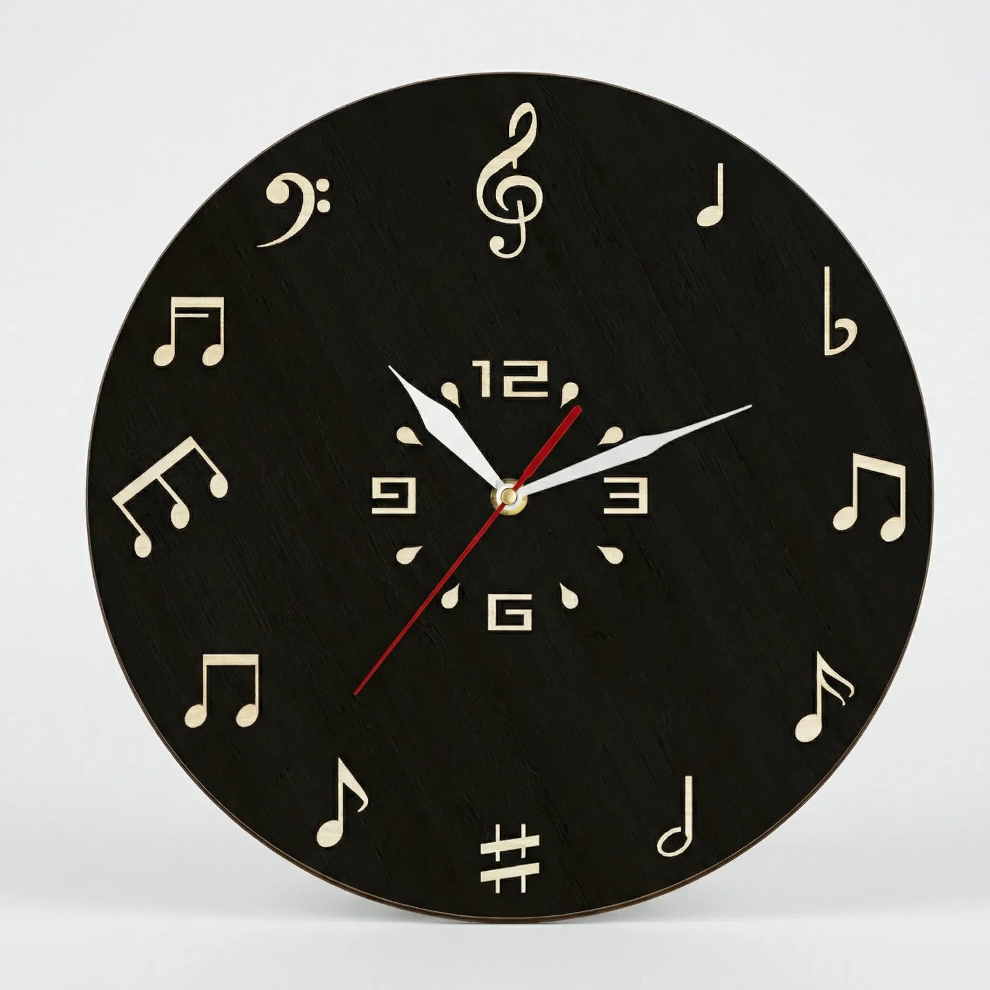 Runde Wanduhr Mit Notenmotiv - Melodiqueo