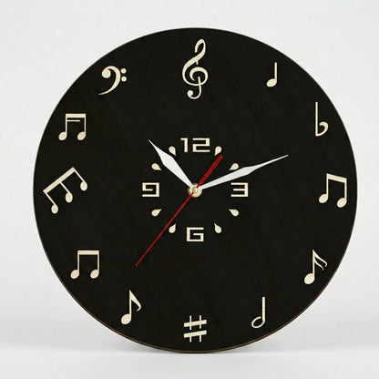 Runde Wanduhr Mit Notenmotiv - Melodiqueo