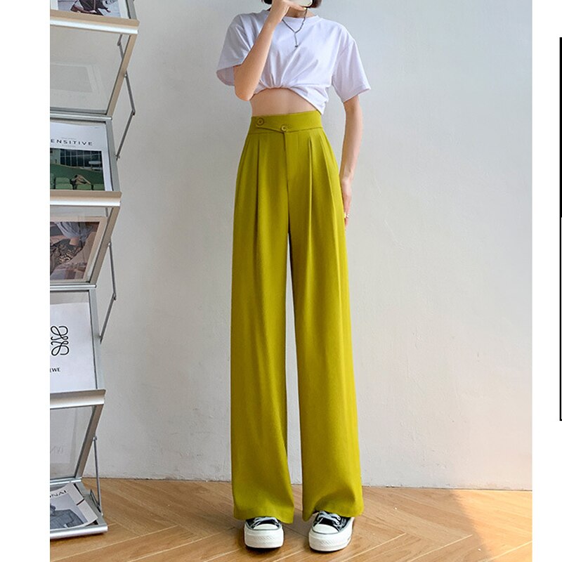 High-Waist Casual Damen Hose mit weitem Bein – Emilia Herbstedition