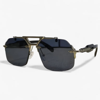 Randlose Oversized Sonnenbrille mit Metallakzenten – Vexor