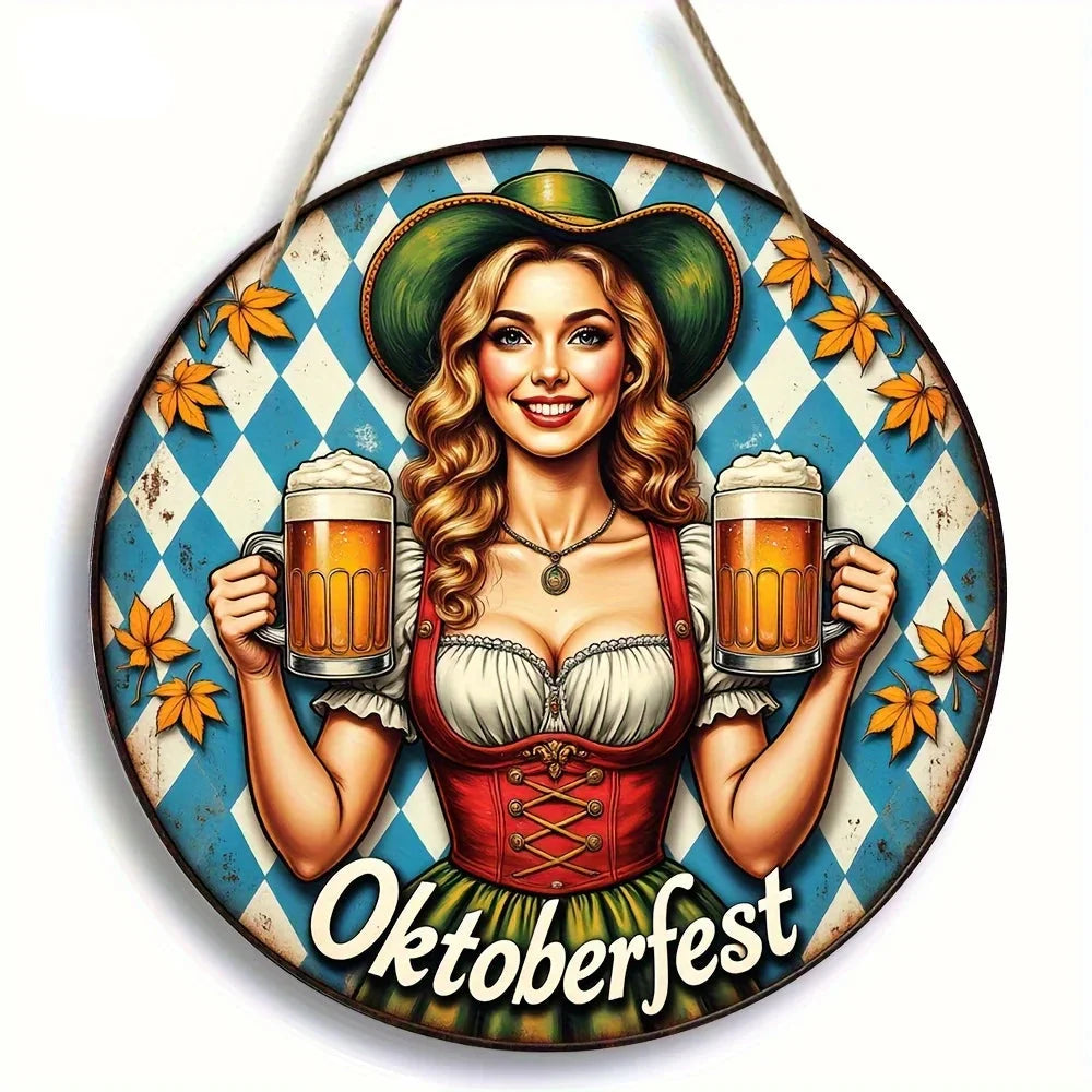 Runde Wanddeko „Oktoberfest-Madl“ (20 cm) – BierMaid Art Oktoberfest 2026