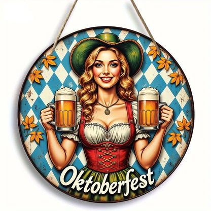 Runde Wanddeko „Oktoberfest-Madl“ (20 cm) – BierMaid Art Oktoberfest 2026