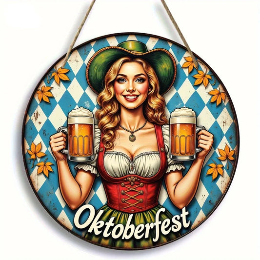 Runde Wanddeko „Oktoberfest-Madl“ (20 cm) – BierMaid Art Oktoberfest 2026