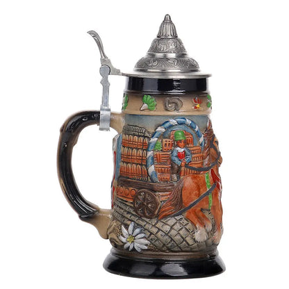 Bierkrug mit Relief & Zinndeckel (0,8 L) – GaudiKrug Oktoberfest 2026